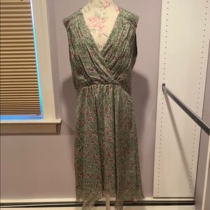 Green High Low Wrap Sundress with Plunge Neckline